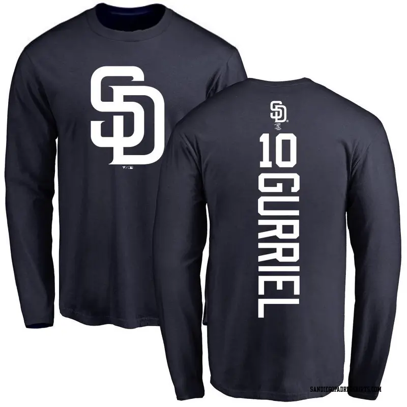 Men's San Diego Padres ＃10 Yuli Gurriel Navy Backer Long Sleeve T-Shirt