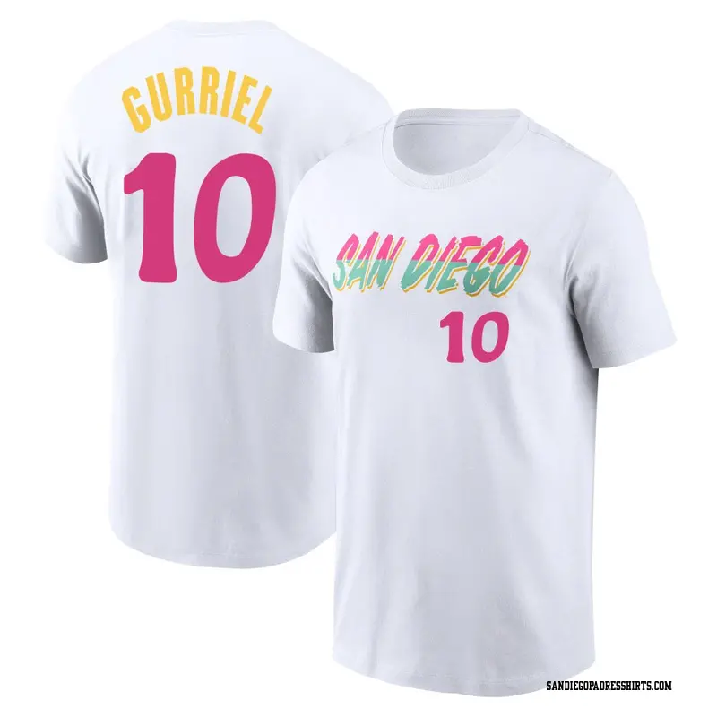 Men's San Diego Padres ＃10 Yuli Gurriel White 2022 City Connect Name & Number T-Shirt