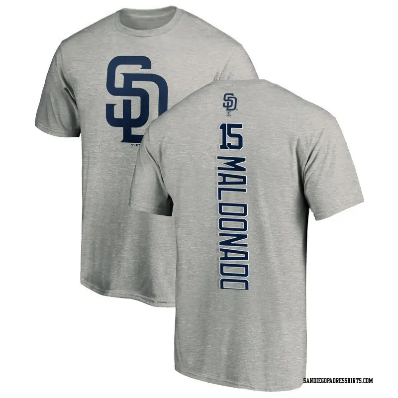 Men's San Diego Padres ＃15 Martin Maldonado Ash Backer T-Shirt