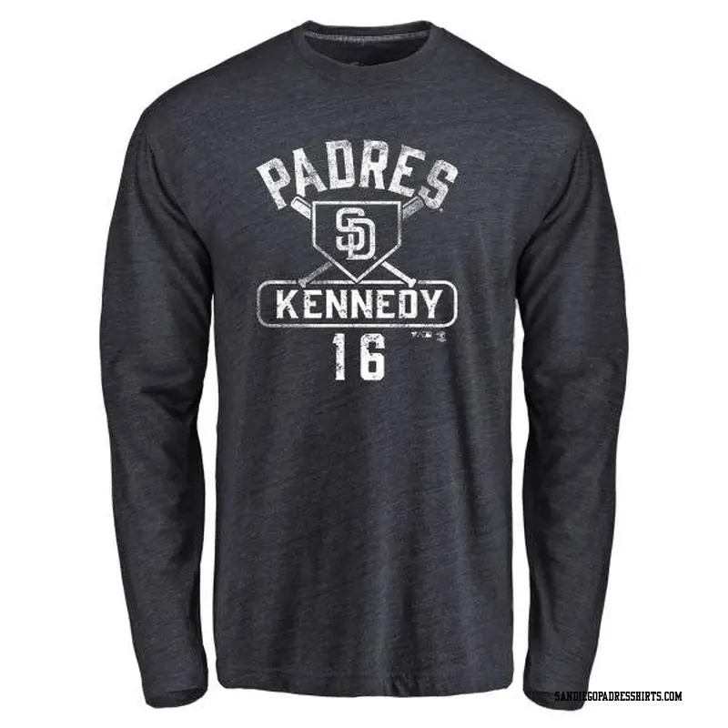 Men's San Diego Padres ＃16 Terry Kennedy Navy Branded Base Runner Long Sleeve T-Shirt