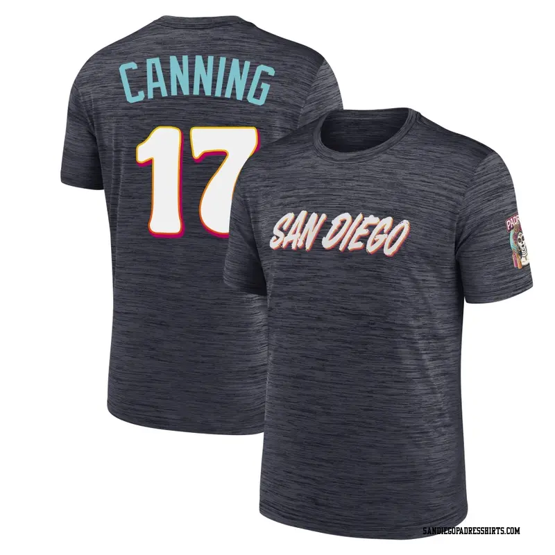 Men's San Diego Padres ＃17 Griffin Canning Obsidian 2026 City Connect Game Day Velocity Name & Number T-Shirt