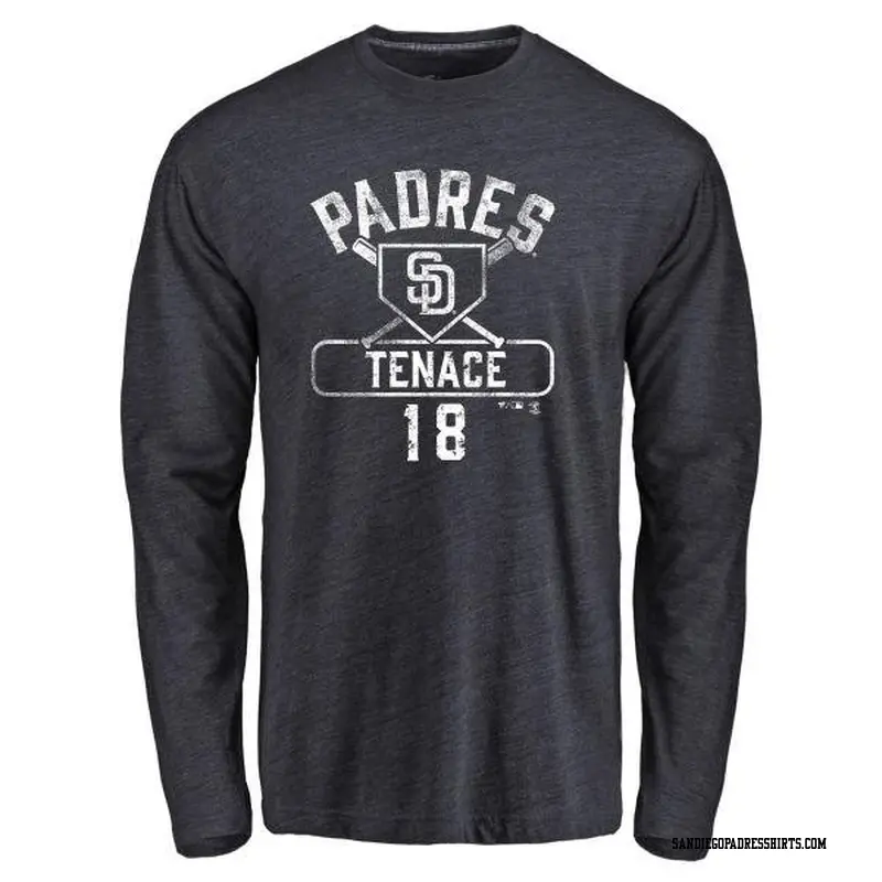 Men's San Diego Padres ＃18 Gene Tenace Navy Branded Base Runner Long Sleeve T-Shirt