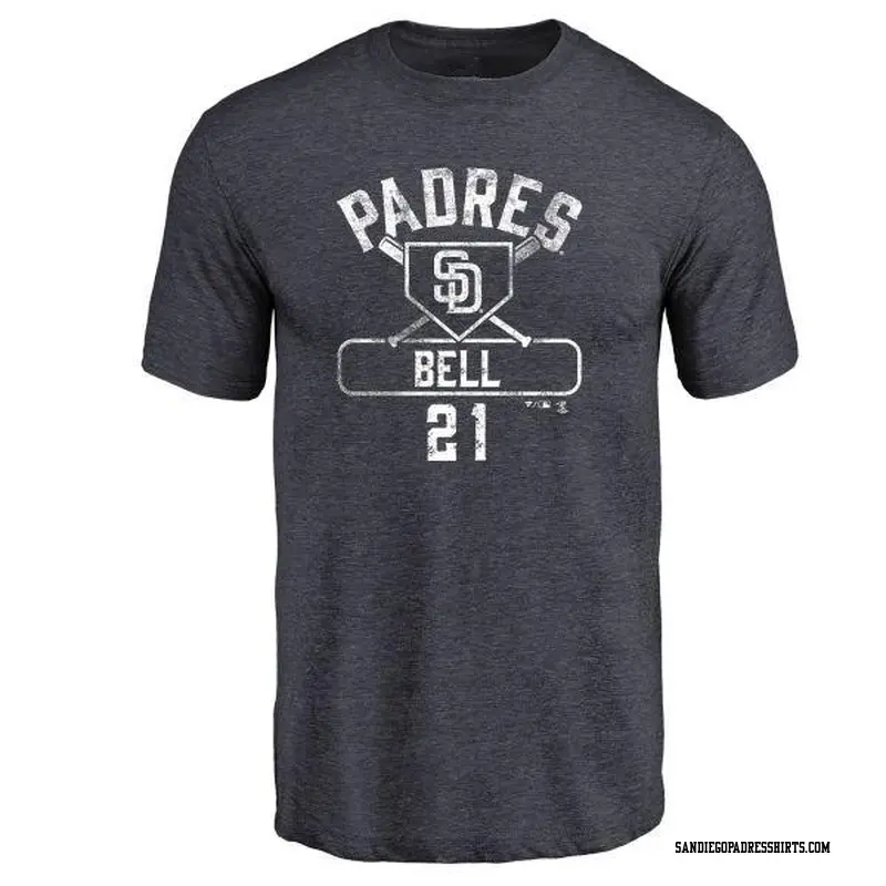 Men's San Diego Padres ＃21 Heath Bell Navy Branded Base Runner T-Shirt