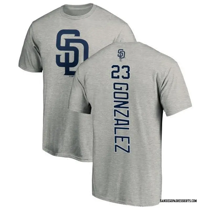 Men's San Diego Padres ＃23 Adrian Gonzalez Ash Backer T-Shirt
