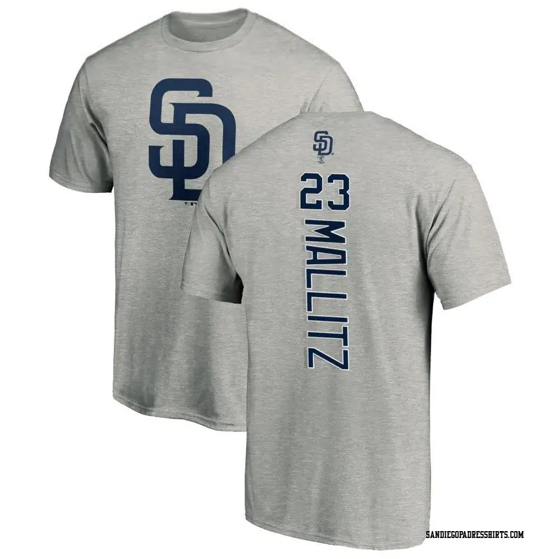 Men's San Diego Padres ＃23 Josh Mallitz Ash Backer T-Shirt