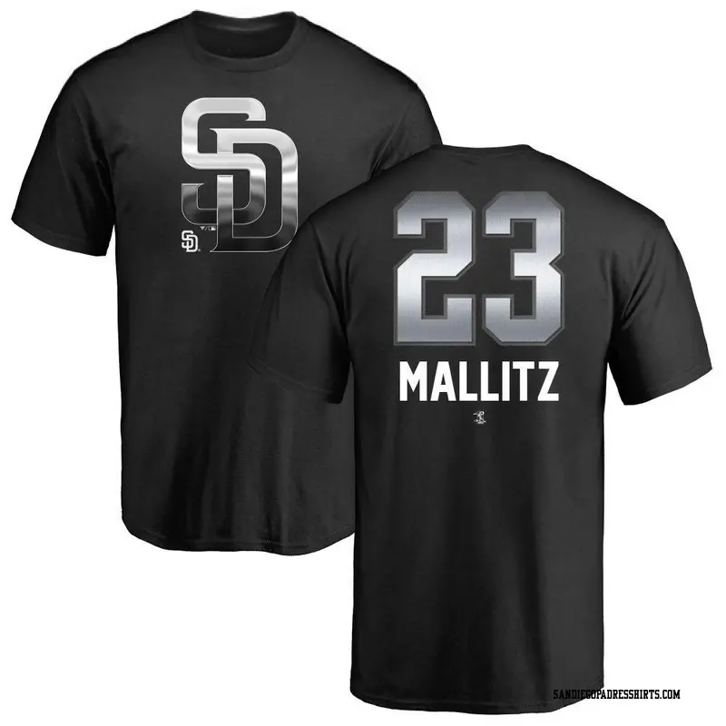 Men's San Diego Padres ＃23 Josh Mallitz Black Midnight Mascot T-Shirt