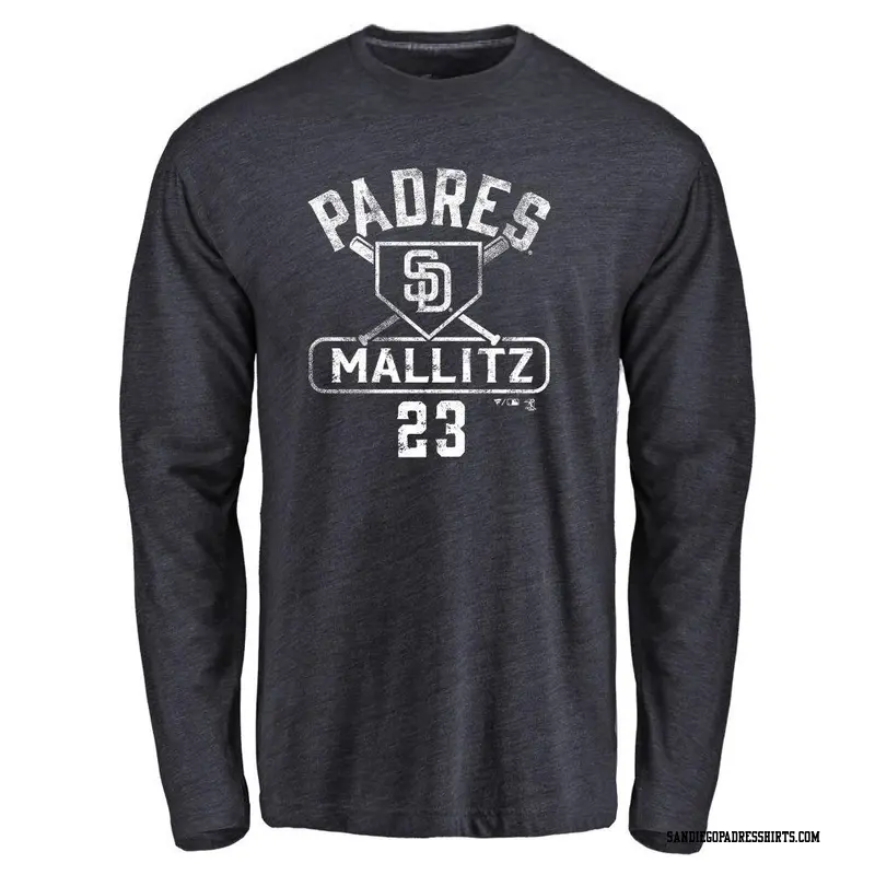 Men's San Diego Padres ＃23 Josh Mallitz Navy Base Runner Long Sleeve T-Shirt