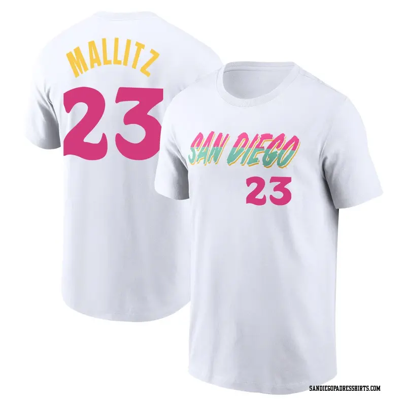 Men's San Diego Padres ＃23 Josh Mallitz White 2022 City Connect Name & Number T-Shirt