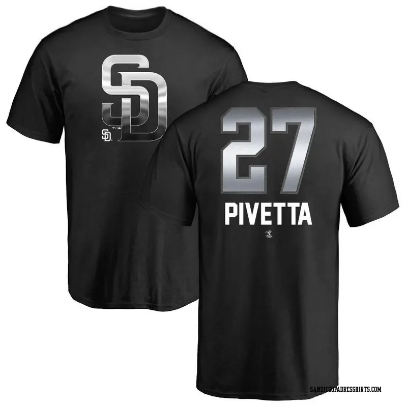 Men's San Diego Padres ＃27 Nick Pivetta Black Midnight Mascot T-Shirt