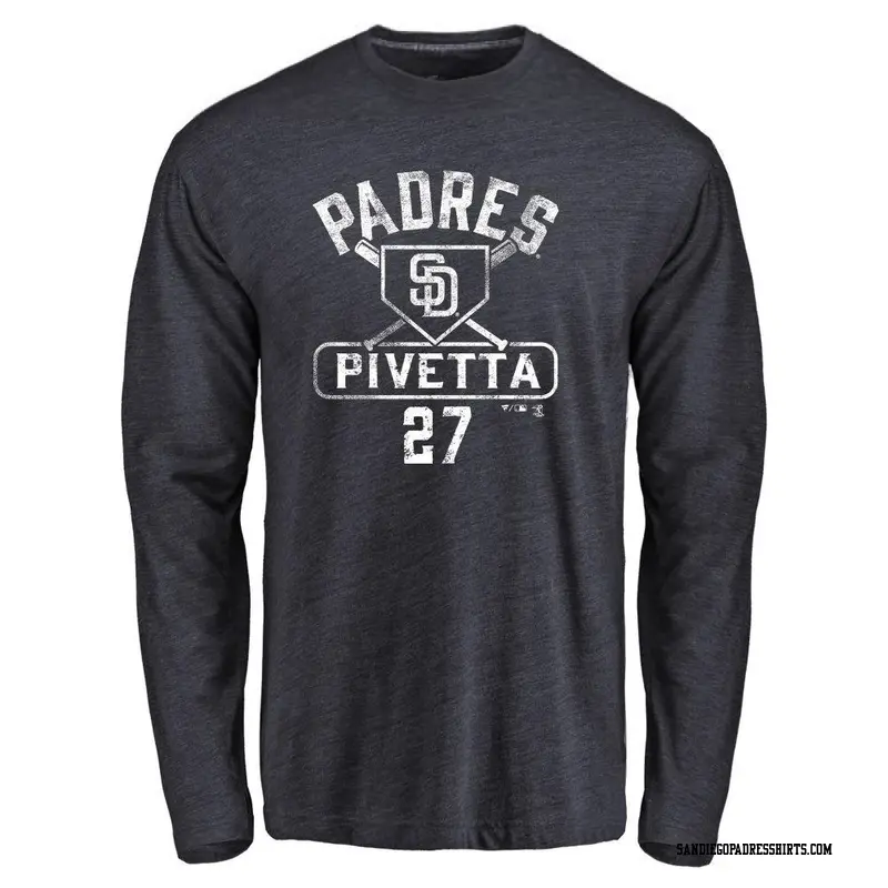 Men's San Diego Padres ＃27 Nick Pivetta Navy Base Runner Long Sleeve T-Shirt