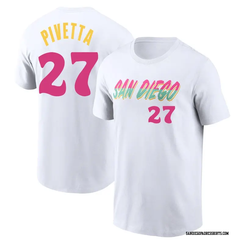 Men's San Diego Padres ＃27 Nick Pivetta White 2022 City Connect Name & Number T-Shirt