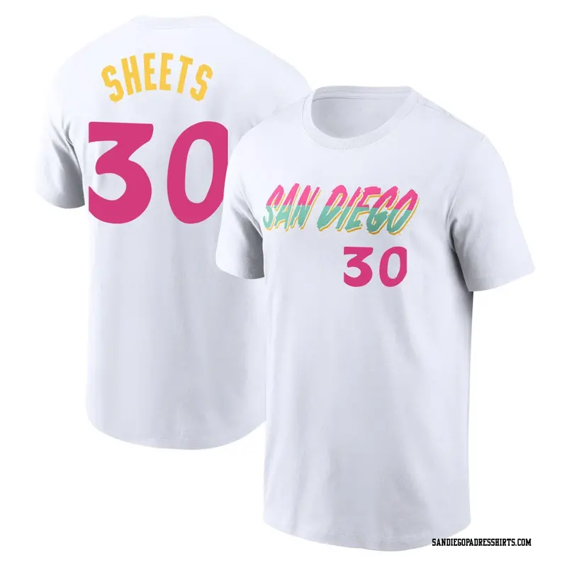 Men's San Diego Padres ＃30 Gavin Sheets White 2022 City Connect Name & Number T-Shirt