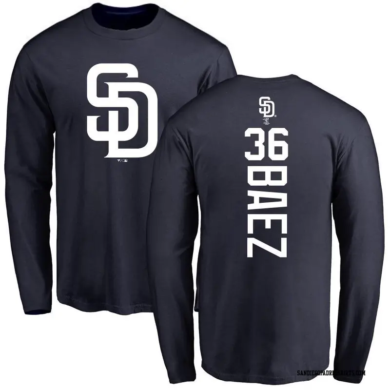 Men's San Diego Padres ＃36 Henry Baez Navy Backer Long Sleeve T-Shirt