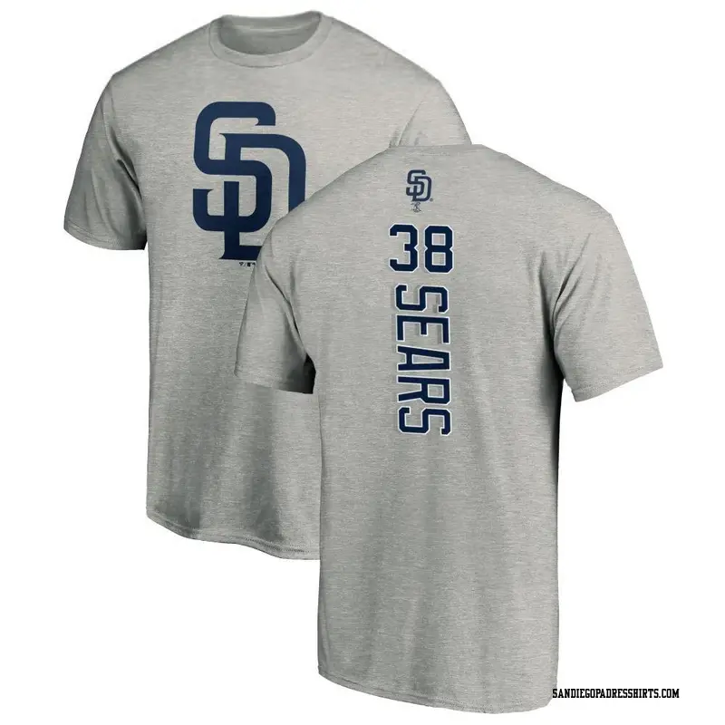 Men's San Diego Padres ＃38 JP Sears Ash Backer T-Shirt