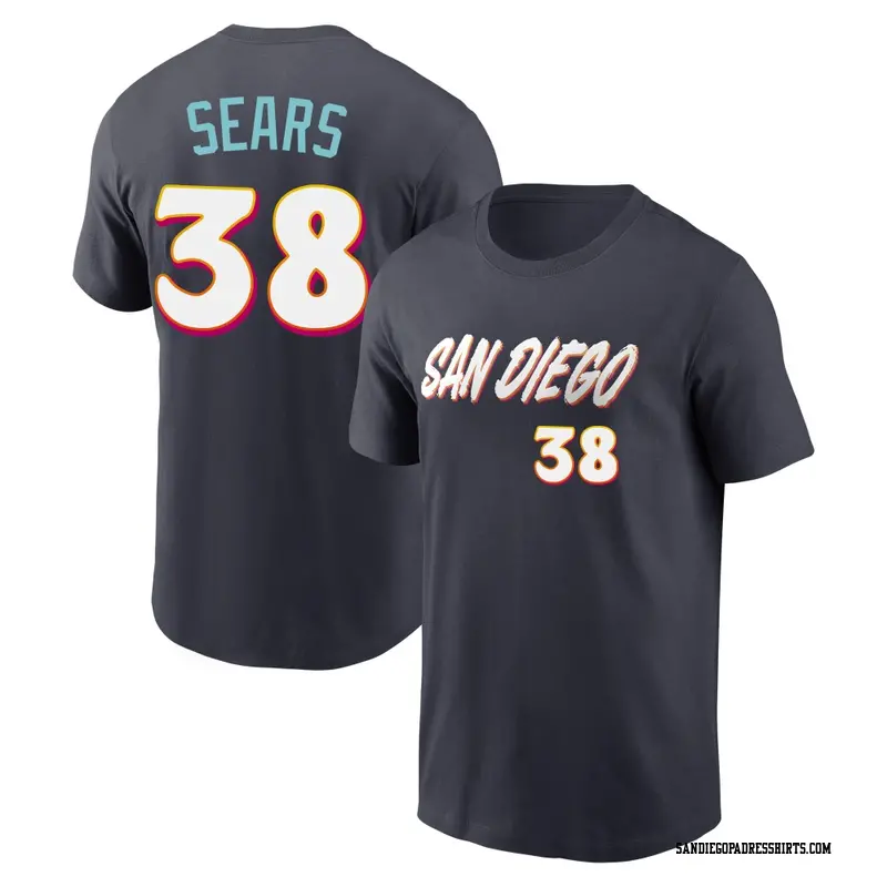 Men's San Diego Padres ＃38 JP Sears Navy 2026 City Connect Name & Number T-Shirt
