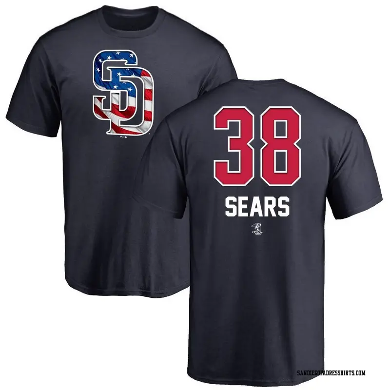 Men's San Diego Padres ＃38 JP Sears Navy Name and Number Banner Wave T-Shirt