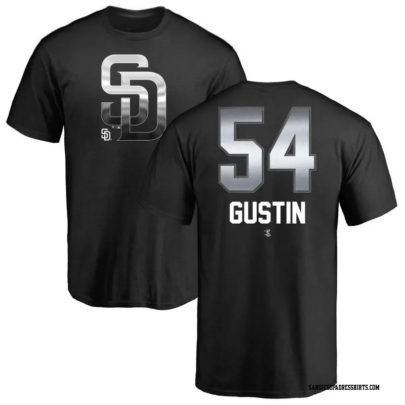 Men's San Diego Padres ＃54 Harry Gustin Black Midnight Mascot T-Shirt