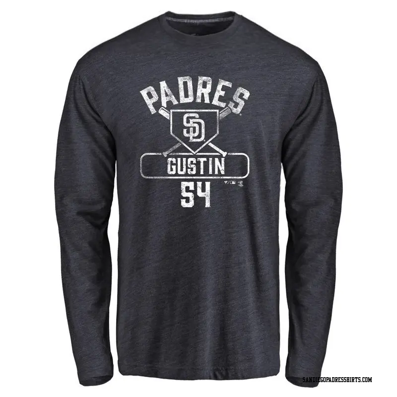 Men's San Diego Padres ＃54 Harry Gustin Navy Base Runner Long Sleeve T-Shirt