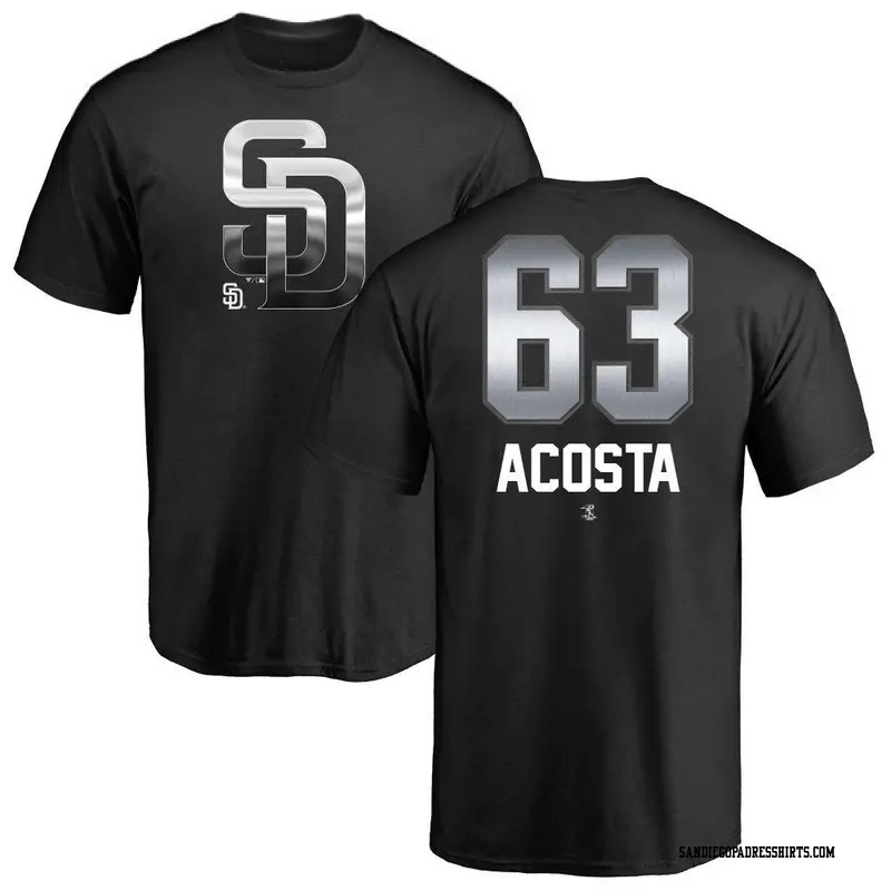 Men's San Diego Padres ＃63 Daison Acosta Black Midnight Mascot T-Shirt