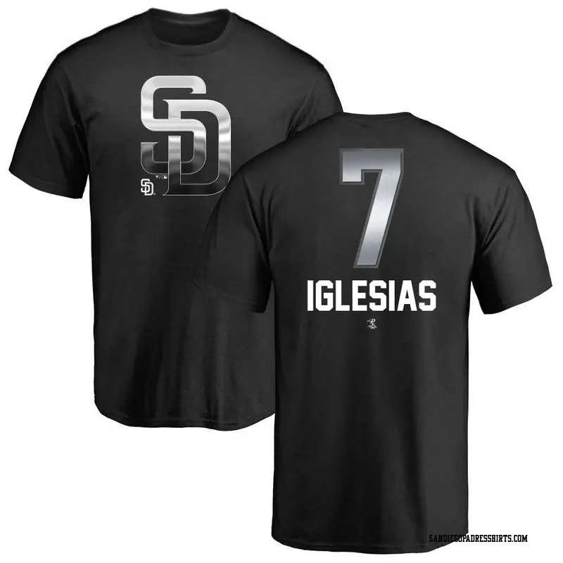 Men's San Diego Padres ＃7 Jose Iglesias Black Midnight Mascot T-Shirt