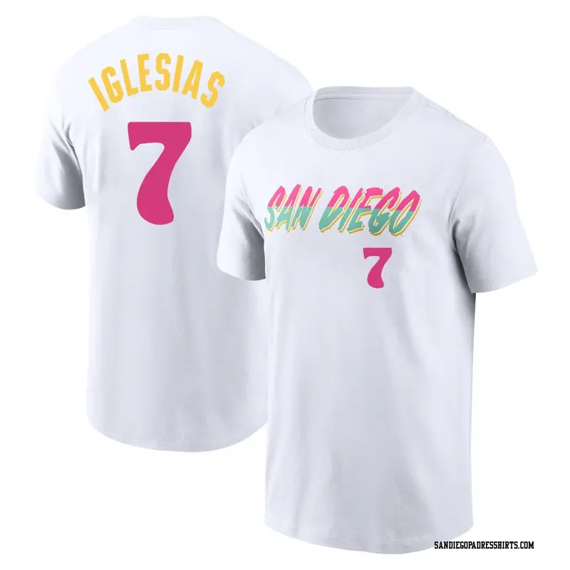 Men's San Diego Padres ＃7 Jose Iglesias White 2022 City Connect Name & Number T-Shirt