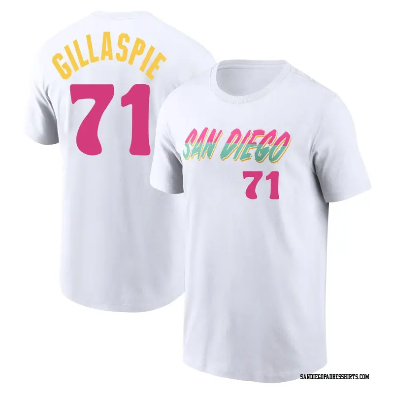 Men's San Diego Padres ＃71 Logan Gillaspie White 2022 City Connect Name & Number T-Shirt