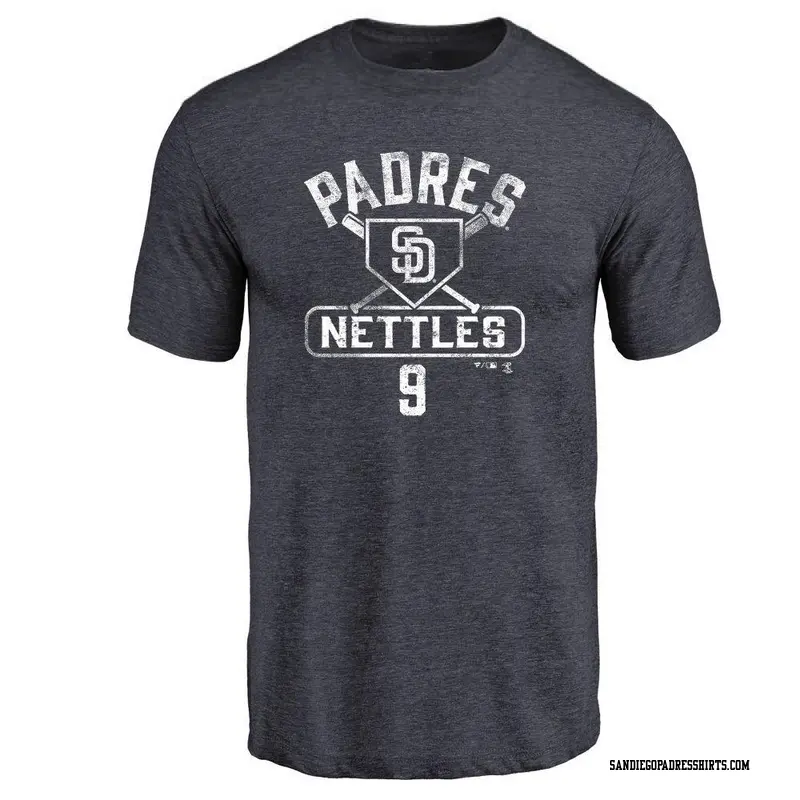 Men's San Diego Padres ＃9 Graig Nettles Navy Branded Base Runner T-Shirt