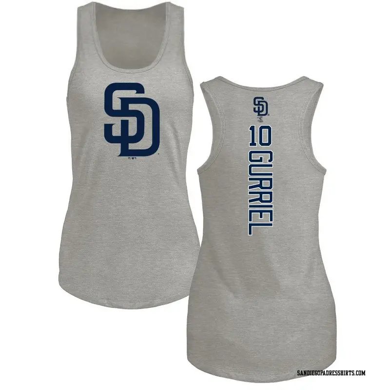 Women's San Diego Padres ＃10 Yuli Gurriel Ash Backer Tank Top