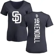 Women's San Diego Padres ＃16 Fred Kendall Navy Backer Slim Fit T-Shirt