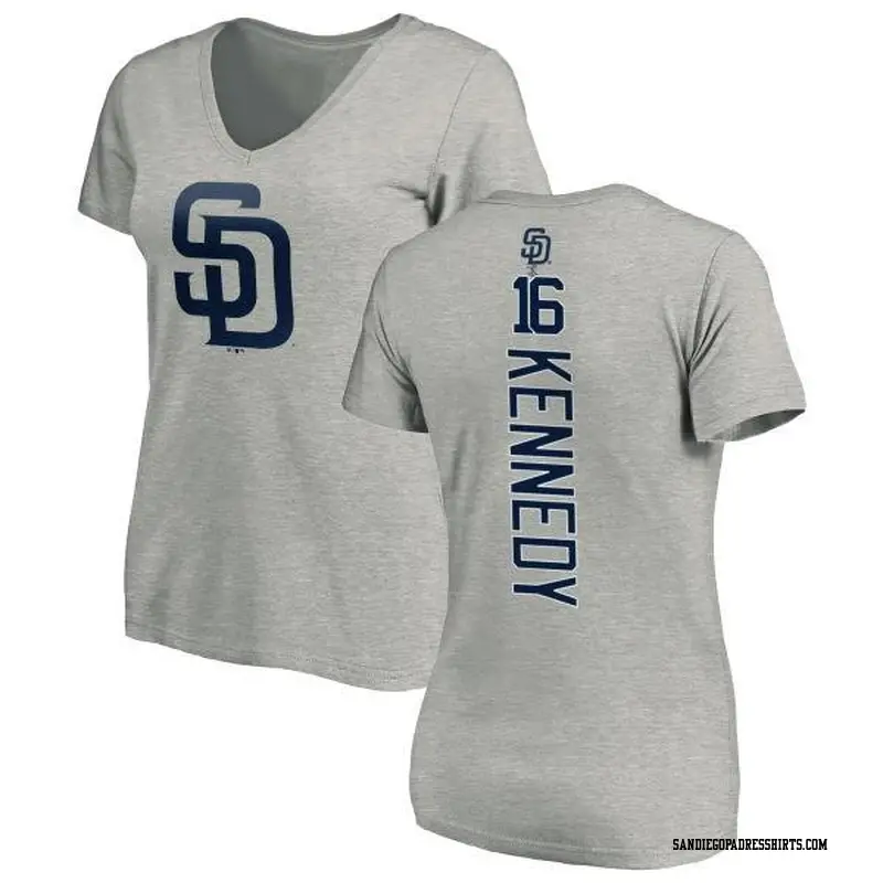 Women's San Diego Padres ＃16 Terry Kennedy Ash Backer Slim Fit T-Shirt