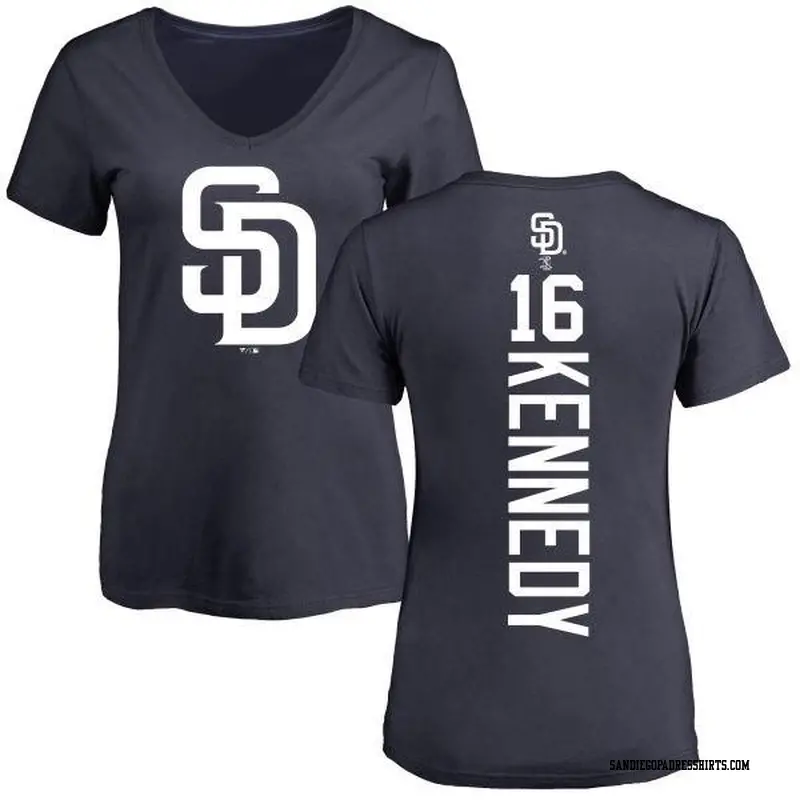 Women's San Diego Padres ＃16 Terry Kennedy Navy Backer Slim Fit T-Shirt