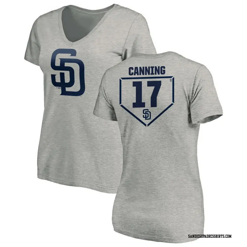 Women's San Diego Padres ＃17 Griffin Canning Gray RBI Slim Fit V-Neck T-Shirt Heathered