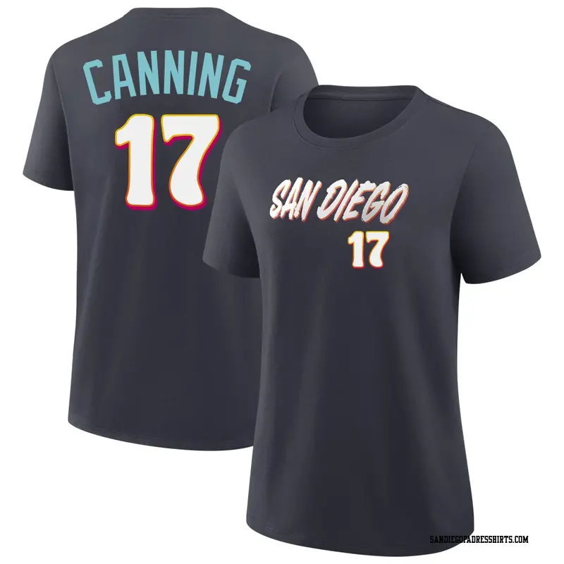 Women's San Diego Padres ＃17 Griffin Canning Navy 2026 City Connect Name & Number T-Shirt