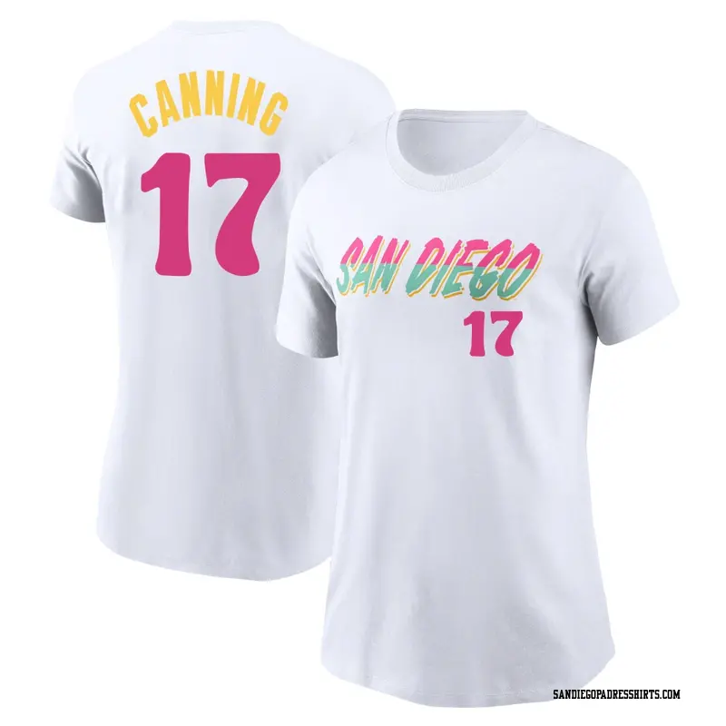 Women's San Diego Padres ＃17 Griffin Canning White 2022 City Connect Name & Number T-Shirt