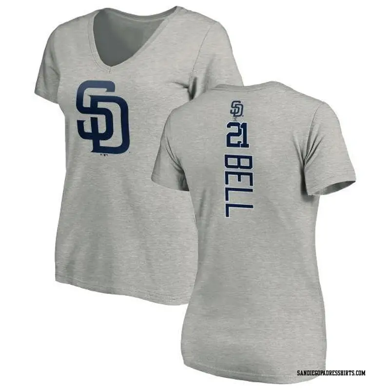 Women's San Diego Padres ＃21 Heath Bell Ash Backer Slim Fit T-Shirt