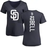 Women's San Diego Padres ＃21 Heath Bell Navy Backer Slim Fit T-Shirt