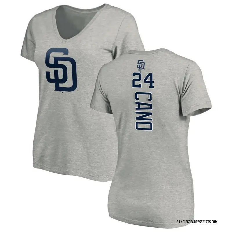 Women's San Diego Padres ＃24 Robinson Cano Ash Backer Slim Fit T-Shirt
