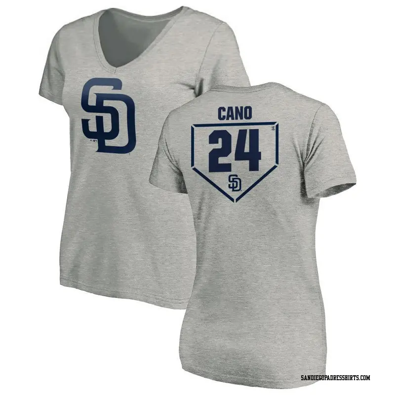 Women's San Diego Padres ＃24 Robinson Cano Gray RBI Slim Fit V-Neck T-Shirt Heathered