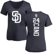 Women's San Diego Padres ＃24 Robinson Cano Navy Backer Slim Fit T-Shirt