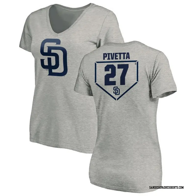 Women's San Diego Padres ＃27 Nick Pivetta Gray RBI Slim Fit V-Neck T-Shirt Heathered