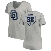 Women's San Diego Padres ＃38 JP Sears Gray RBI Slim Fit V-Neck T-Shirt Heathered