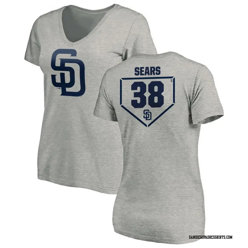 Women's San Diego Padres ＃38 JP Sears Gray RBI Slim Fit V-Neck T-Shirt Heathered