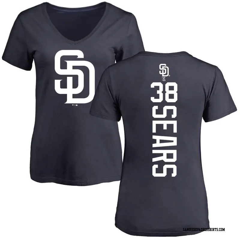 Women's San Diego Padres ＃38 JP Sears Navy Backer Slim Fit T-Shirt