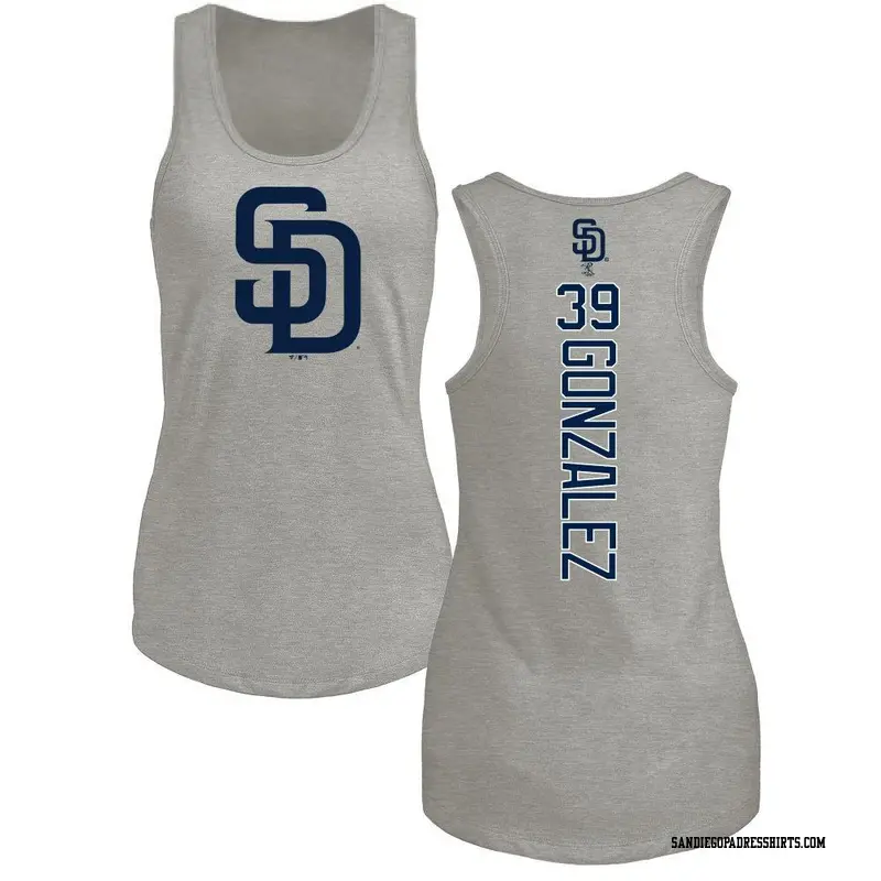 Women's San Diego Padres ＃39 Oscar Gonzalez Ash Backer Tank Top