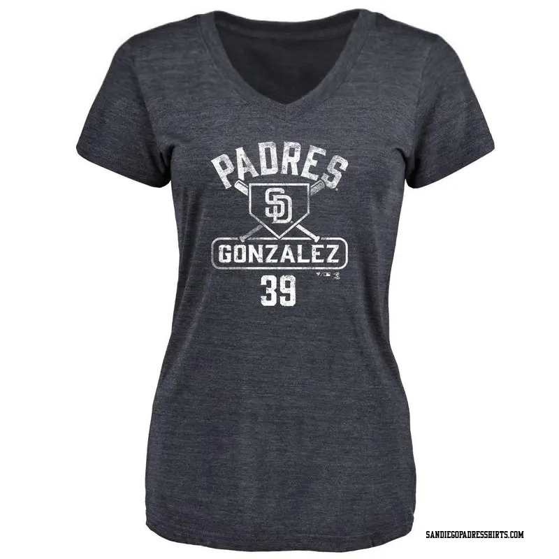 Women's San Diego Padres ＃39 Oscar Gonzalez Navy Base Runner T-Shirt