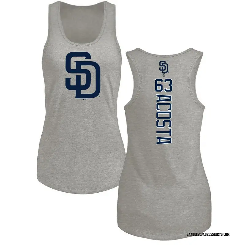 Women's San Diego Padres ＃63 Daison Acosta Ash Backer Tank Top