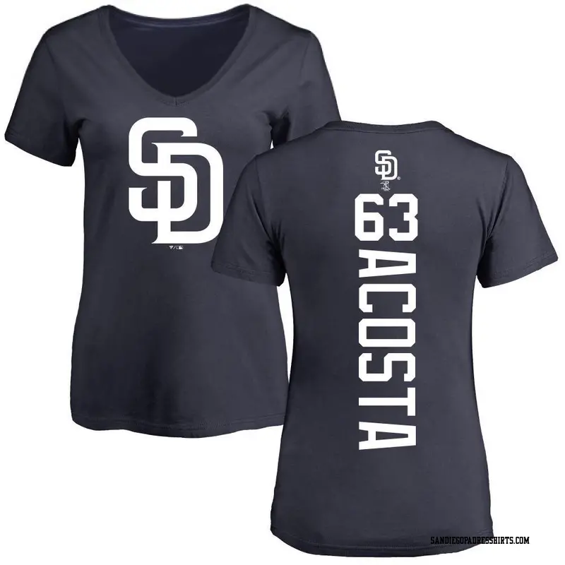 Women's San Diego Padres ＃63 Daison Acosta Navy Backer Slim Fit T-Shirt