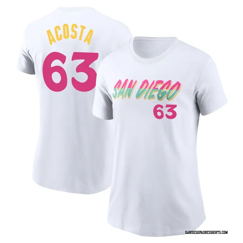 Women's San Diego Padres ＃63 Daison Acosta White 2022 City Connect Name & Number T-Shirt
