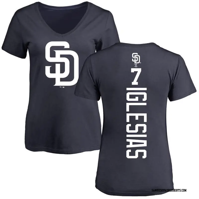 Women's San Diego Padres ＃7 Jose Iglesias Navy Backer Slim Fit T-Shirt