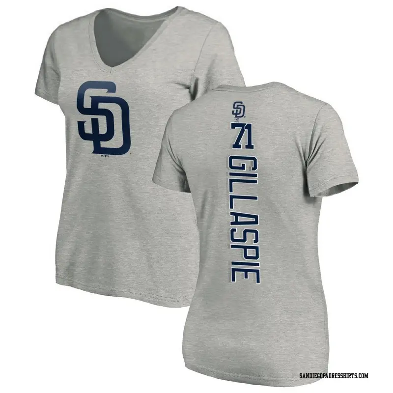 Women's San Diego Padres ＃71 Logan Gillaspie Ash Backer Slim Fit T-Shirt